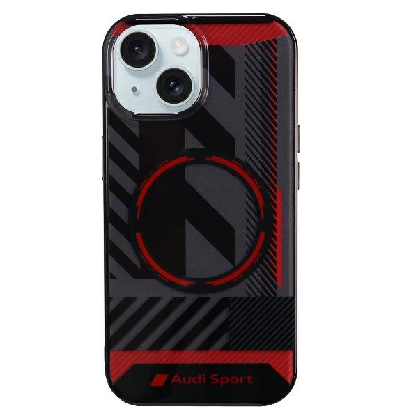 Audi IML Sport Magnētiskais viedtālruņa apvalks iPhone 15 / 14 Plus Plus 6.7" melns/melns cietais apvalks AU-IMLMIP15M-RSQ/D2-BK