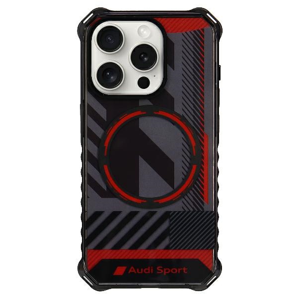Audi IML Sport Magnētiskais viedtālruņa apvalks iPhone 15 Pro Max 6.7" melns/melns cietais apvalks AU-IMLMIP15PM-RSQ/D2-BK