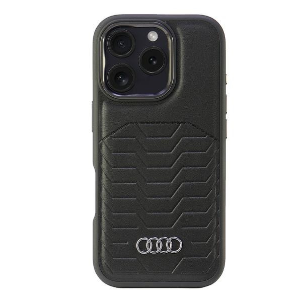 Audi Sintētiskās ādas Magnētiskais iPhone 16 Pro 6.3" melns/melns cietais apvalks AU-TPUPCMIP16P-GT/D3-BK