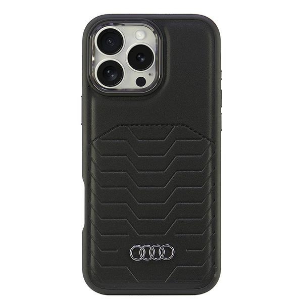 Audi Sintētiskās ādas Magnētiskais iPhone 16 Pro Max 6.9" melns/melns cietais apvalks AU-TPUPCMIP16PM-GT/D3-BK