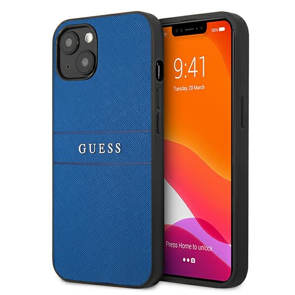 Guess Saffiano siksniņas viedtālruņa apvalks iPhone 13 mini 5.4" - zils