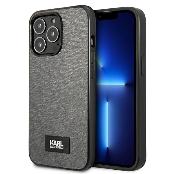 Karl Lagerfeld Saffiano plāksnes viedtālruņa apvalks iPhone 13 Pro / 13 6.1" - sudraba