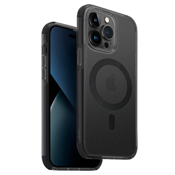 Uniq Combat viedtālruņa apvalks iPhone 14 Pro 6.1" ar Magclick uzlādi - melna / betona pelēka