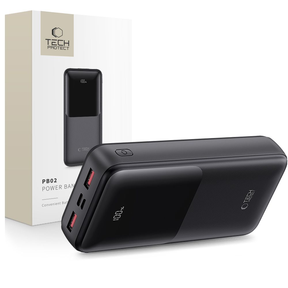 Portatīvais lādētājs Tech-Protect PB02 20000mAh 22.5W - melna