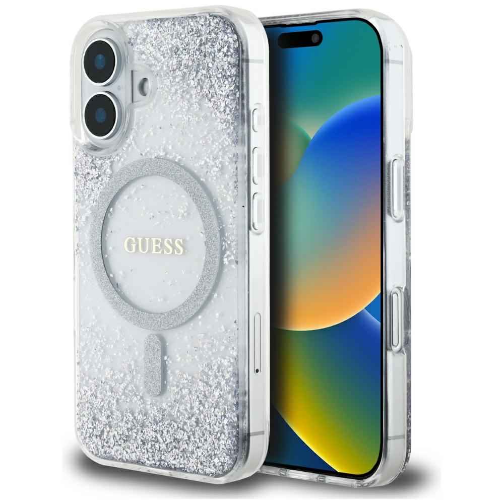 Guess HC sveķu apakšas spīdums MagSafe apvalks iPhone 16 - sudraba