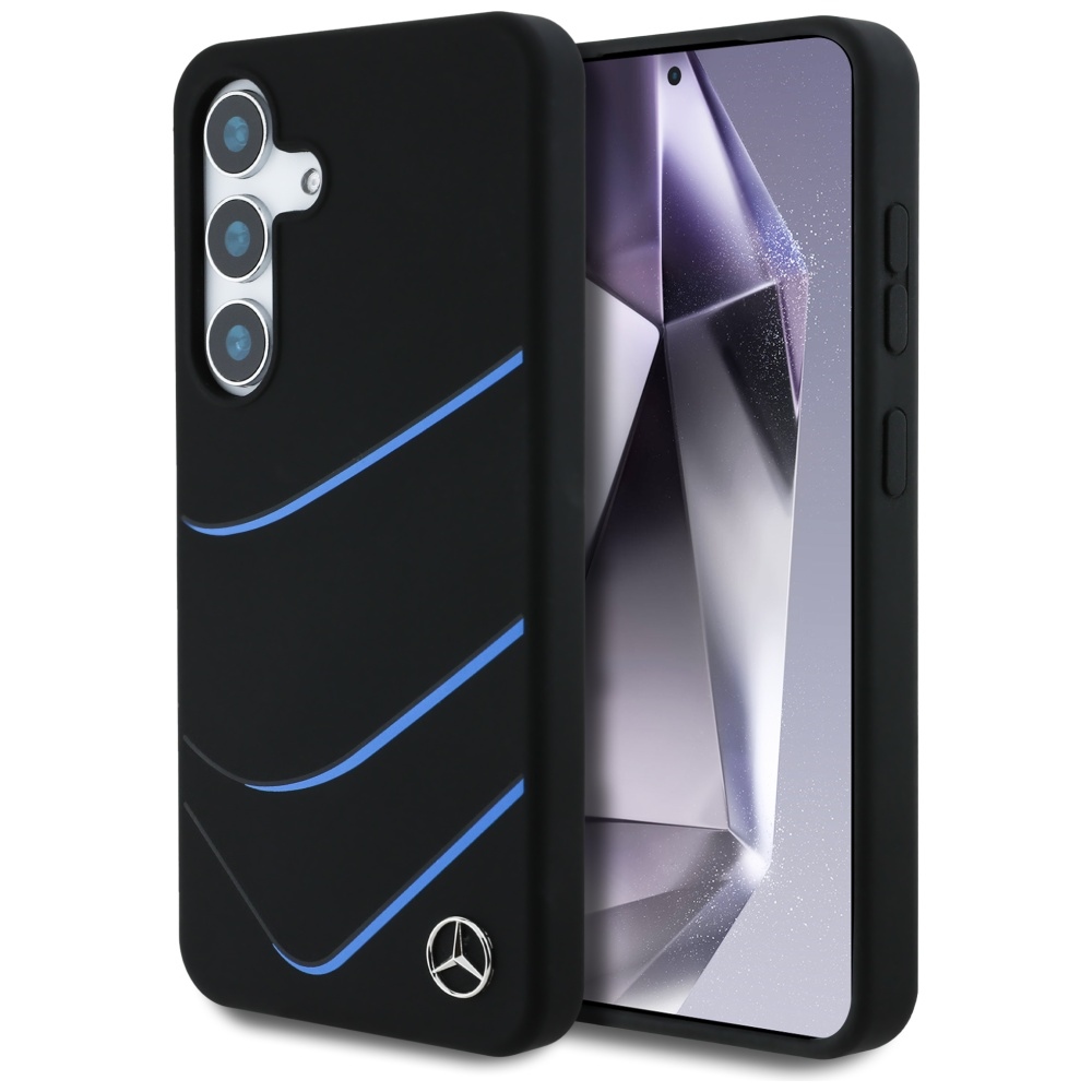 Mercedes Silikona Kontrasts izliekumi Magnētiskais apvalks Samsung Galaxy S25 - melns