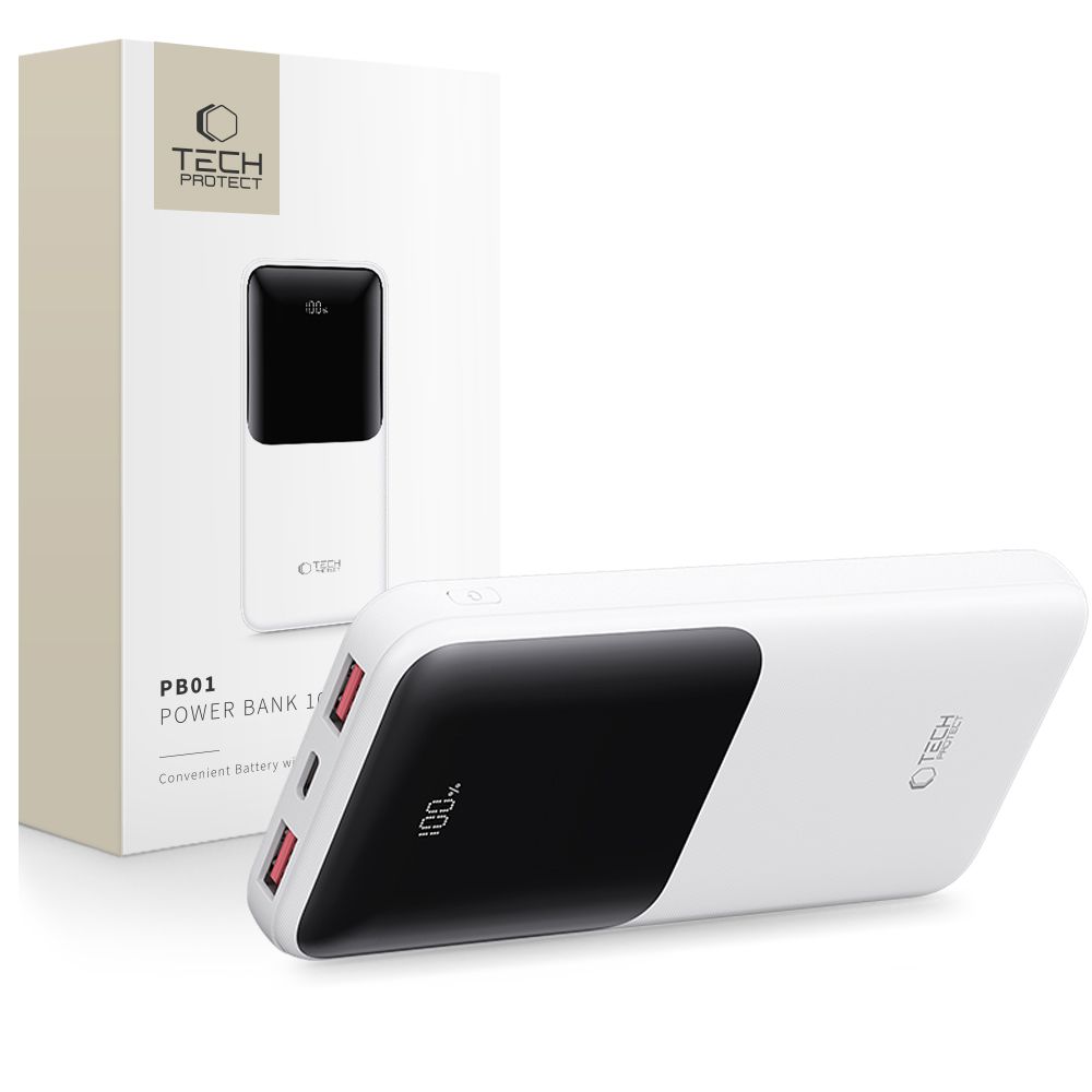 Portatīvais lādētājs Tech-Protect PB01 10000mAh 22.5W - balta