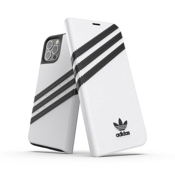 Adidas OR grāmatu apvalks PU iPhone 12 / 12 Pro 6.1" - balta un melna