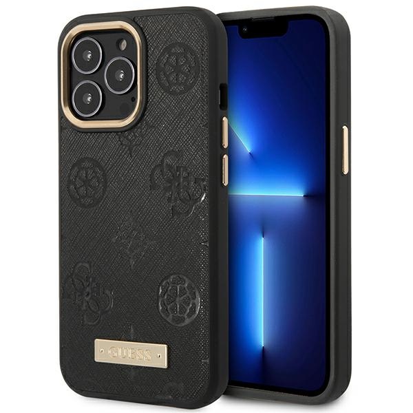 Guess Peonijas Logotipa Plāksne Magnētiskais viedtālruņa apvalks iPhone 14 Pro Max 6.7" - melns