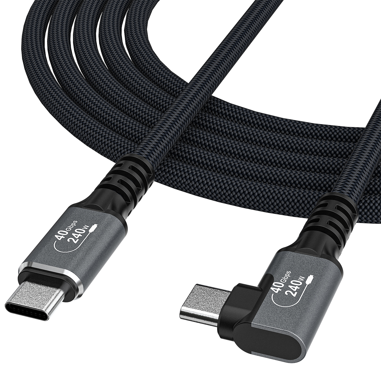 Wozinsky WPS1-UY41S USB-C Thunderbolt 4 240W leņķa kabelis 1.5m 4K - melns