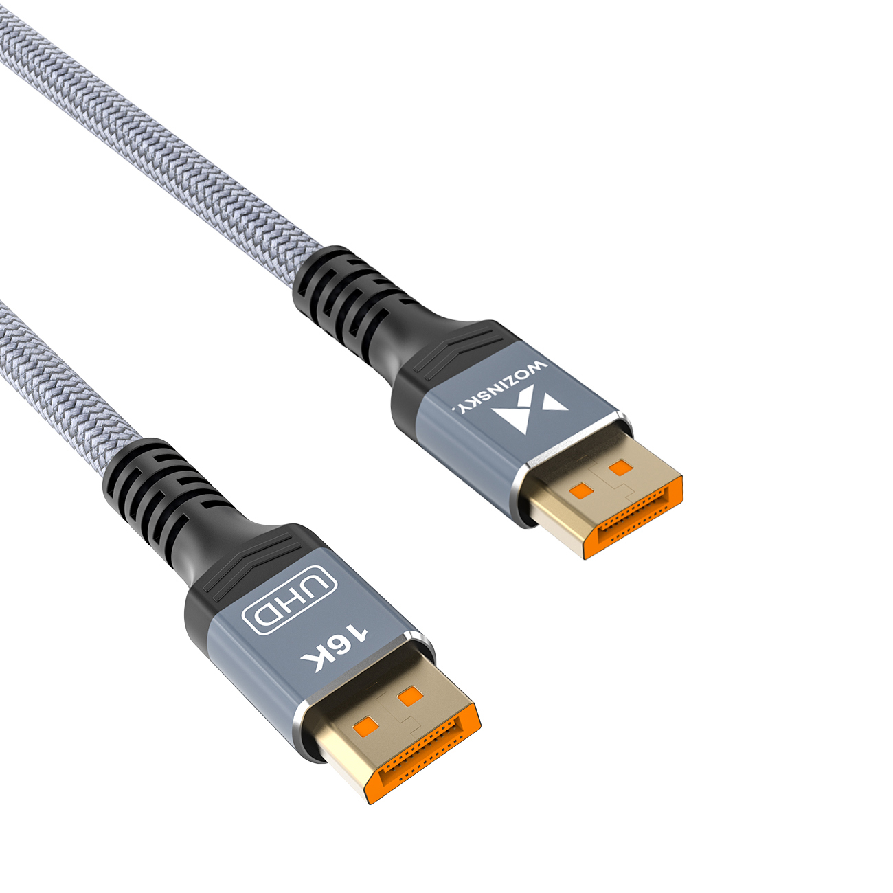 Wozinsky WPS-16AYL2S DisplayPort 2.1 kabelis VESA sertificēts 80 Gb/s 16K@60Hz 8K@120Hz 4K@240Hz HDR HDCP DSC 2m - melns