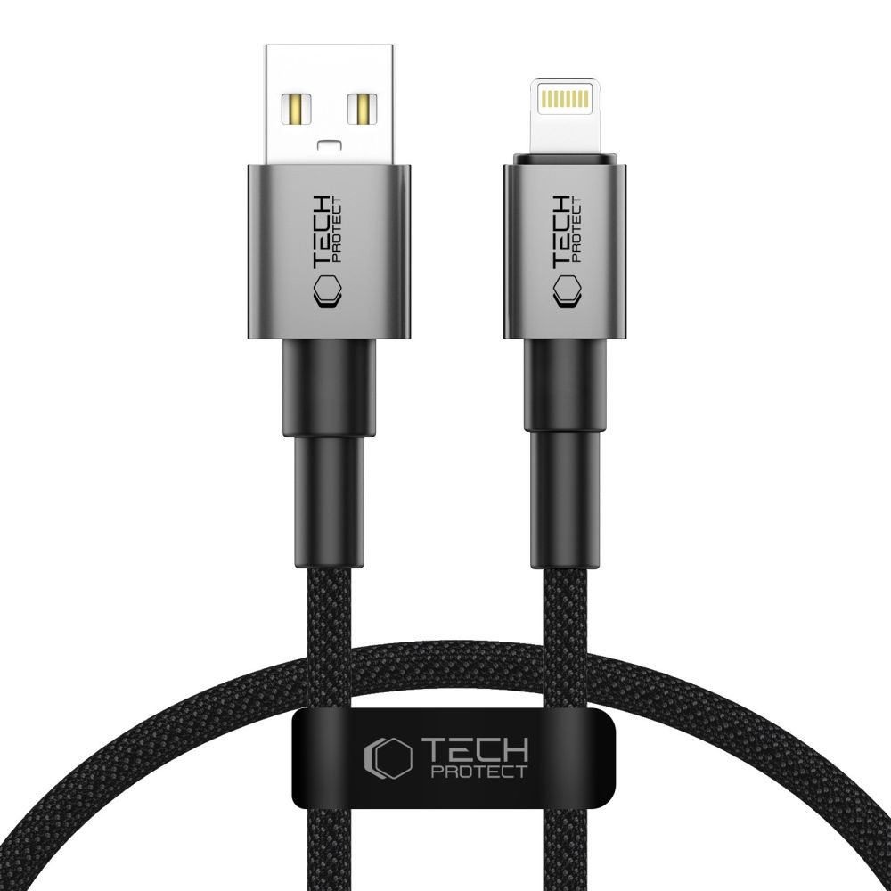 Tech-Protect Ultraboost DNA USB-A / Lightning kabelis 12W/2.4A 25 cm - pelēks