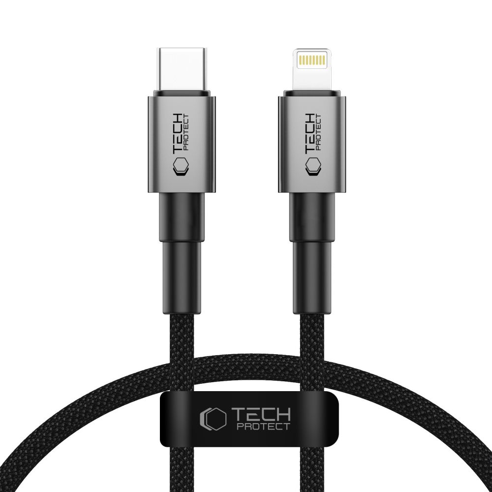 Tech-Protect Ultraboost DNA USB-C / Lightning PD27W/3A kabelis 25 cm - pelēks
