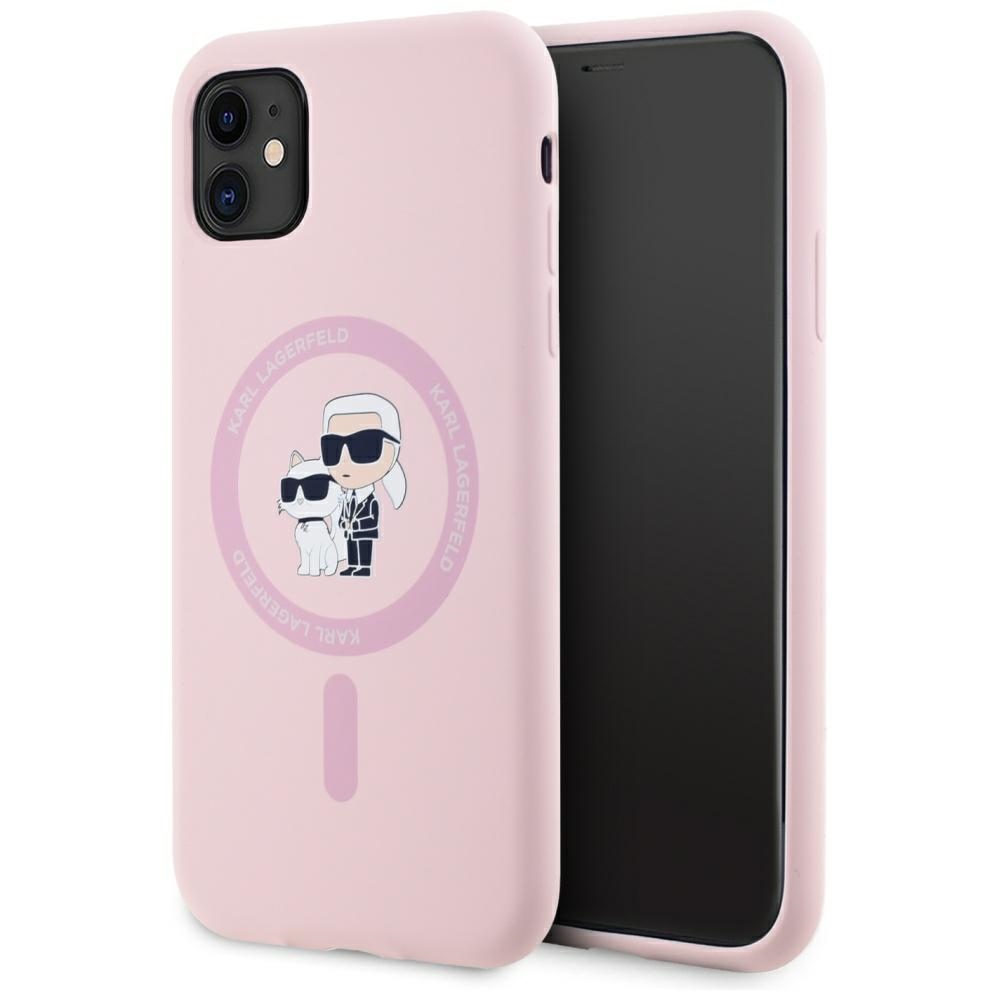 Karl Lagerfeld silikona Karl&Choupette Magnētiskais viedtālruņa apvalks iPhone 11 - rozā