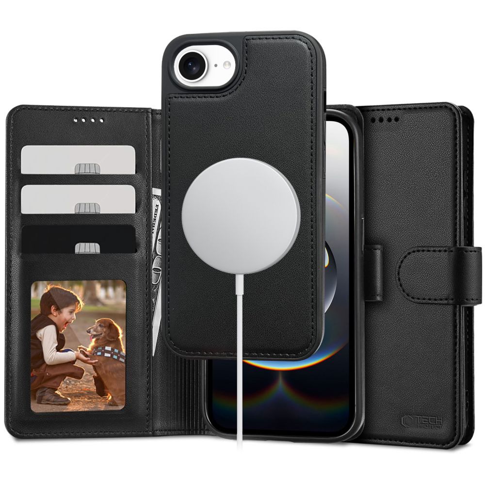 Tech-Protect Wallet MagSafe iPhone 16e apvalks - matēts melns