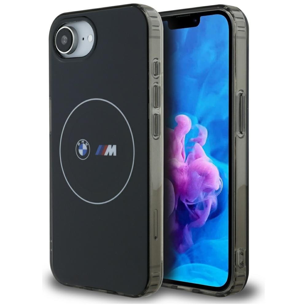 BMW IML Metāla baltais aplis MagSafe iPhone 16e apvalks - melns