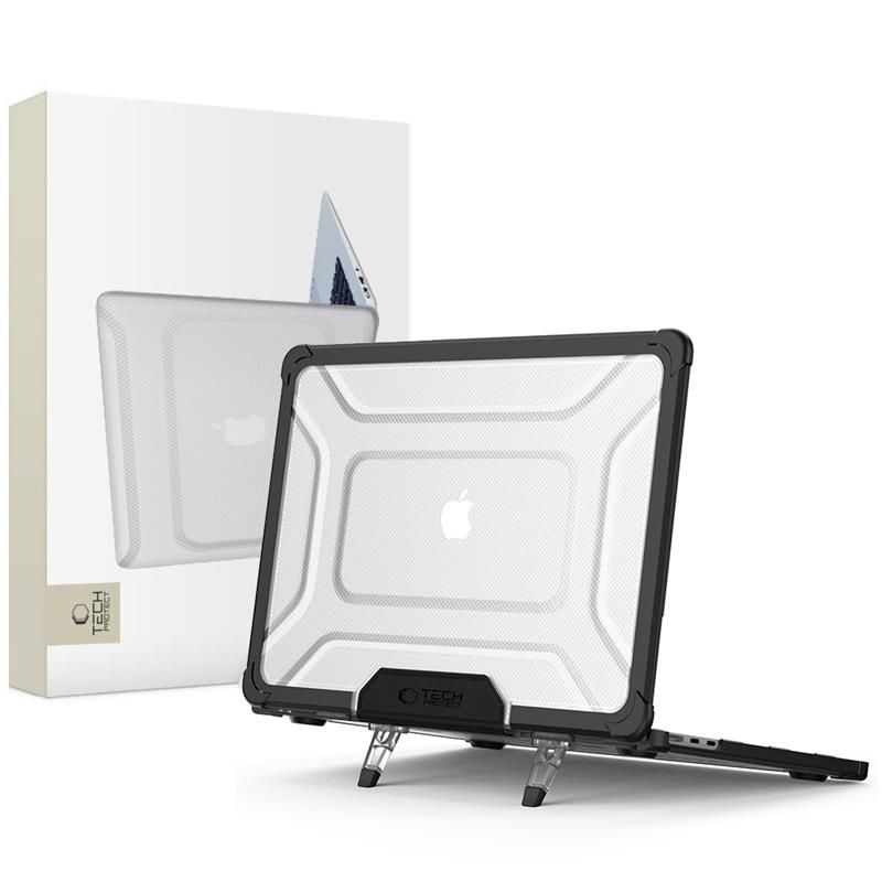 Tech-Protect SmartShell Pro apvalks MacBook Air 15" 2023-2025 M2 / M3 / M4 - caurspīdīgs un melns