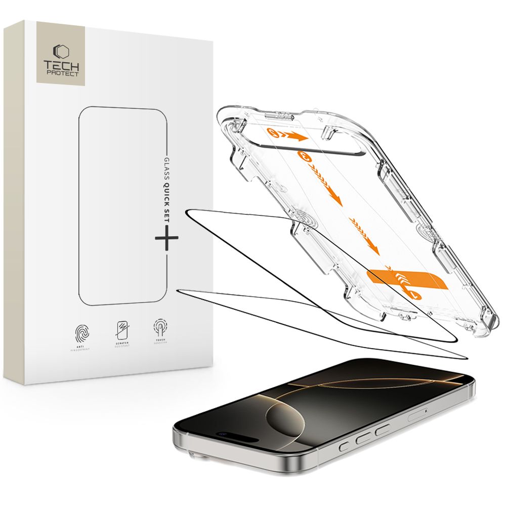 Tech-Protect Quick Set+ закалённое стекло 2 шт. для iPhone 16 Pro