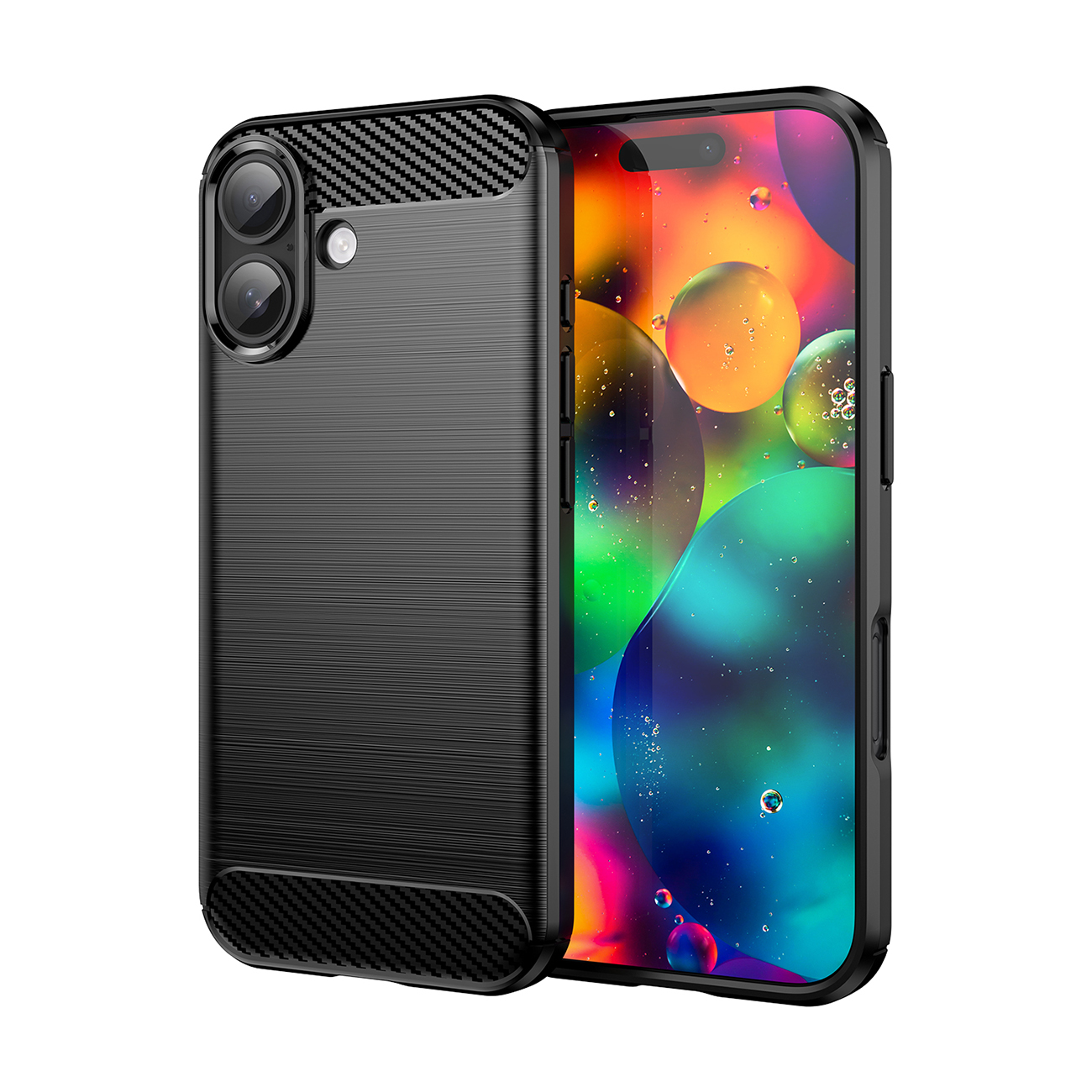 Carbon viedtālruņa apvalks iPhone 17 - melns