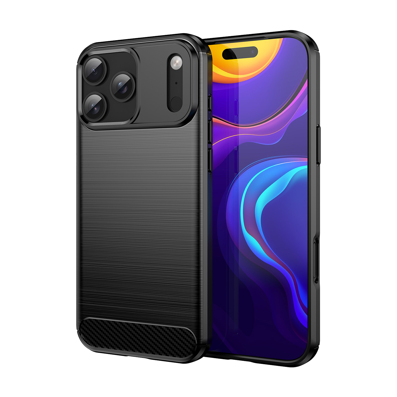 Carbon viedtālruņa apvalks iPhone 17 Pro - melns