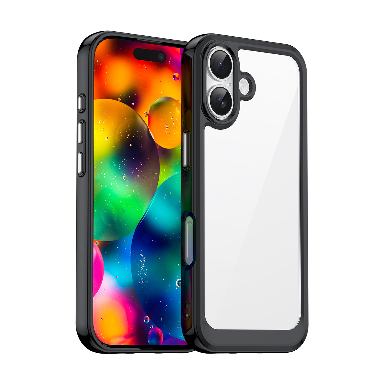 Outer Space viedtālruņa apvalks iPhone 17 - melns caurspīdīgs
