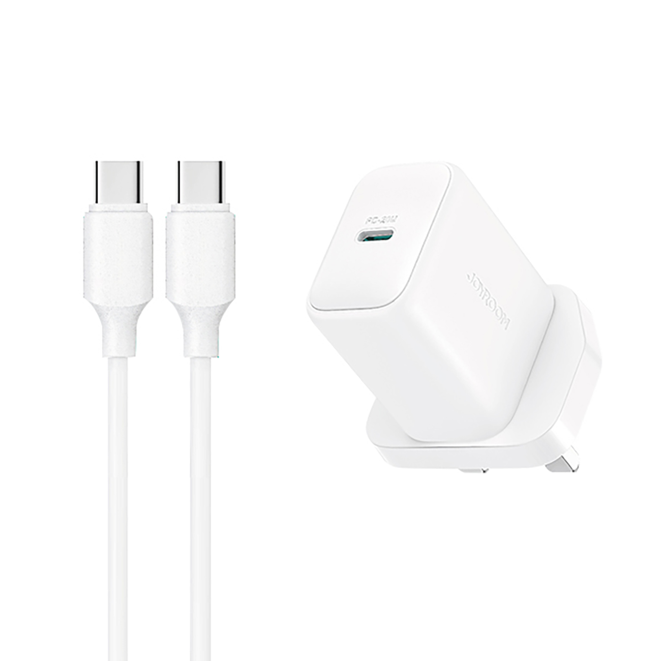 Joyroom JR-TCF20 PD 20W sienas lādētājs (UK spraudnis) ar 1 m USB-C kabeli - balts