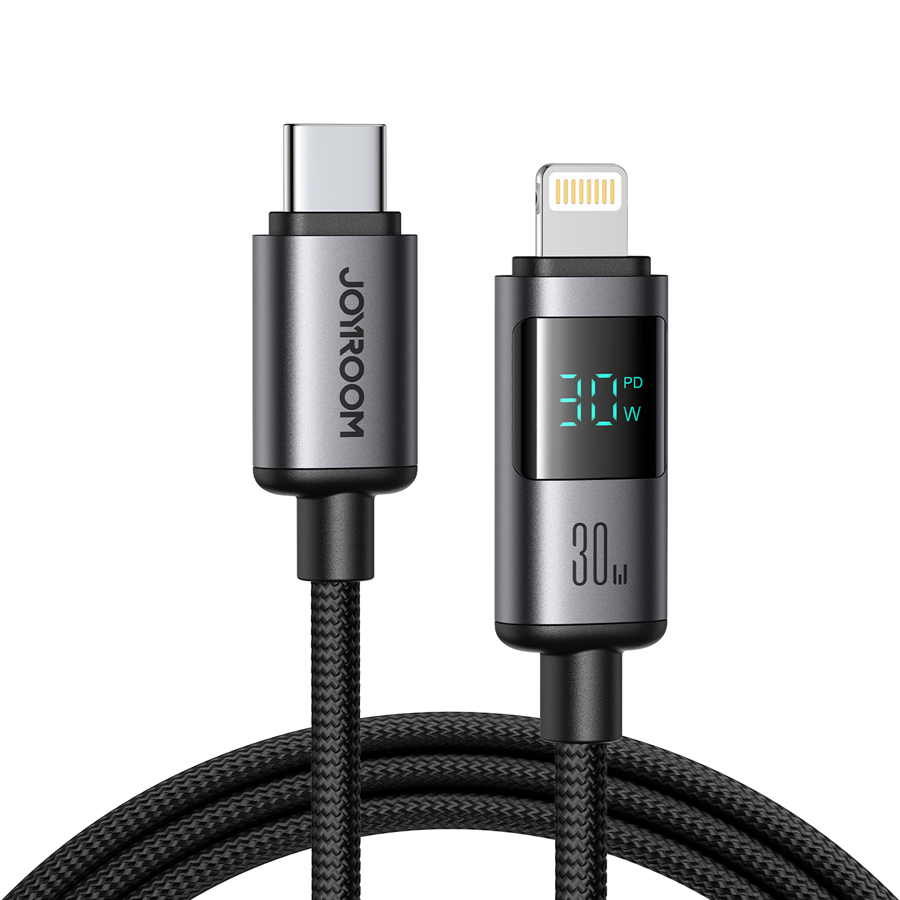 Joyroom S-A16 Pro Prism sērijas 30W USB-C - Lightning kabelis ar ekrānu 1,2 m - melns