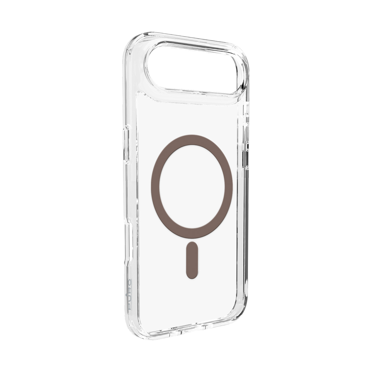 Puro Lite Mag TPU+PC magnētiskais viedtālruņa apvalks iPhone 17 Air - caurspīdīgs ar brūnu gredzenu