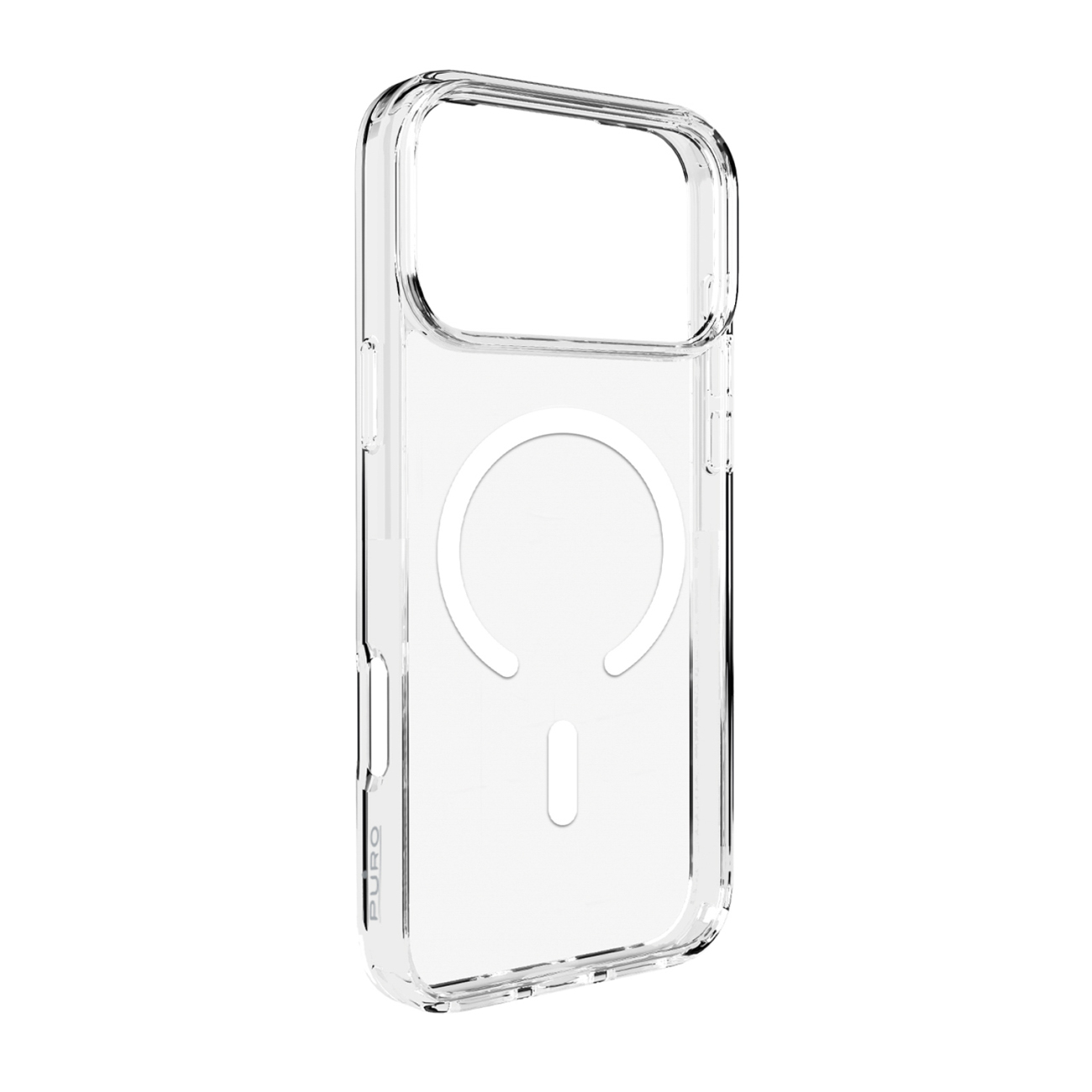 Puro Lite Mag TPU+PC viedtālruņa apvalks saderīgs ar MagSafe iPhone 17 Pro Max - caurspīdīgs ar baltu gredzenu