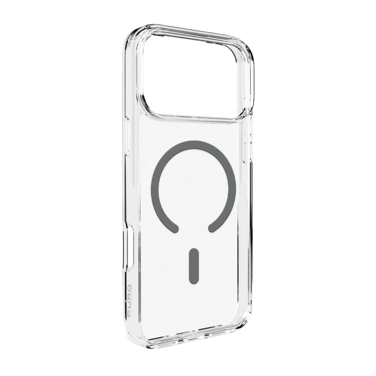 Puro Lite Mag TPU+PC viedtālruņa apvalks saderīgs ar MagSafe iPhone 17 Pro Max - caurspīdīgs ar pelēku gredzenu