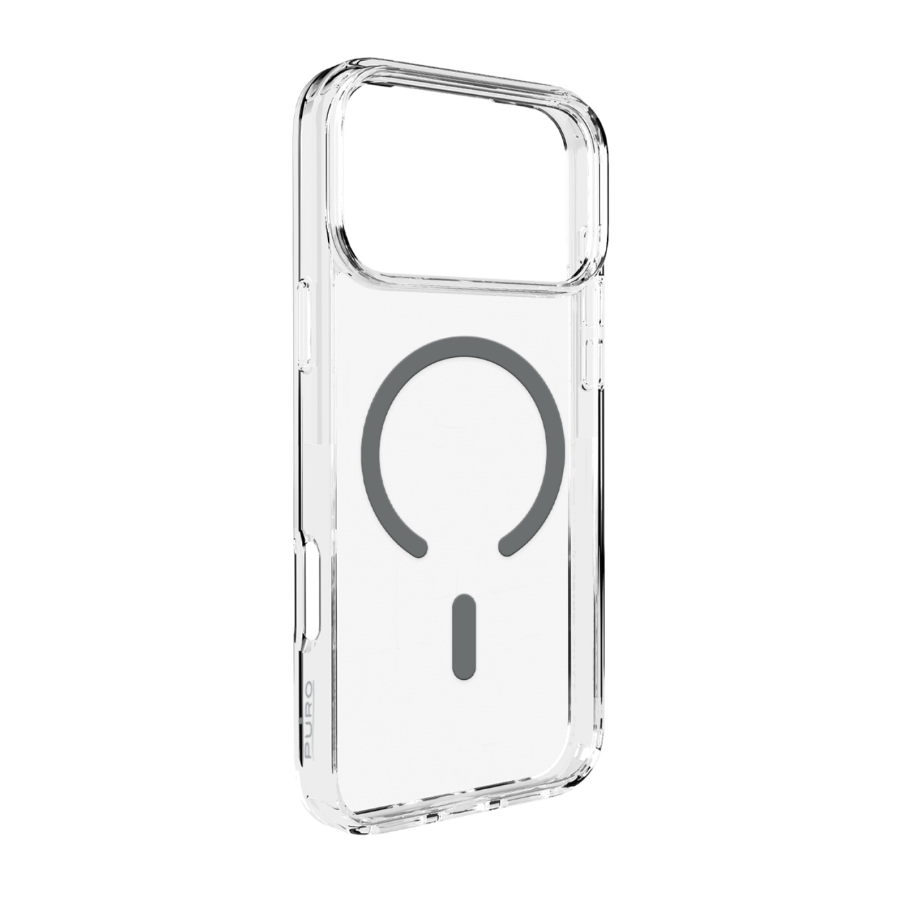 Puro Lite Mag TPU+PC viedtālruņa apvalks saderīgs ar MagSafe iPhone 17 Pro - caurspīdīgs ar pelēku gredzenu
