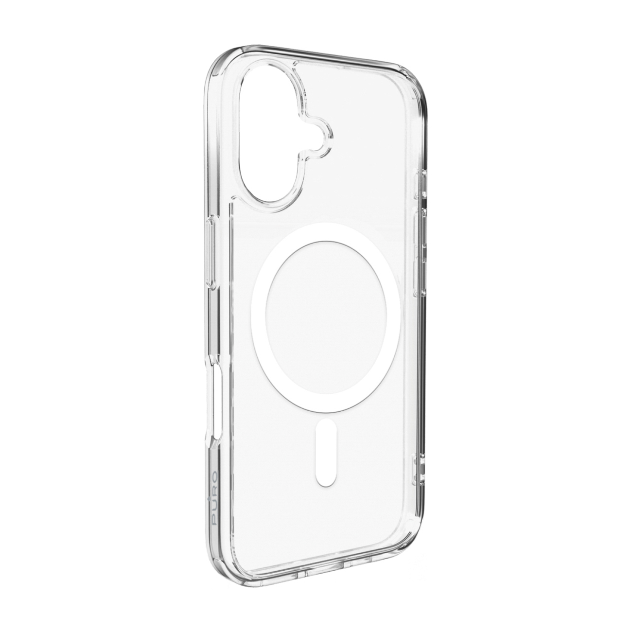 Чехол Puro Lite Mag TPU+PC совместимый с MagSafe для iPhone 17 - прозрачный с белым кольцом
