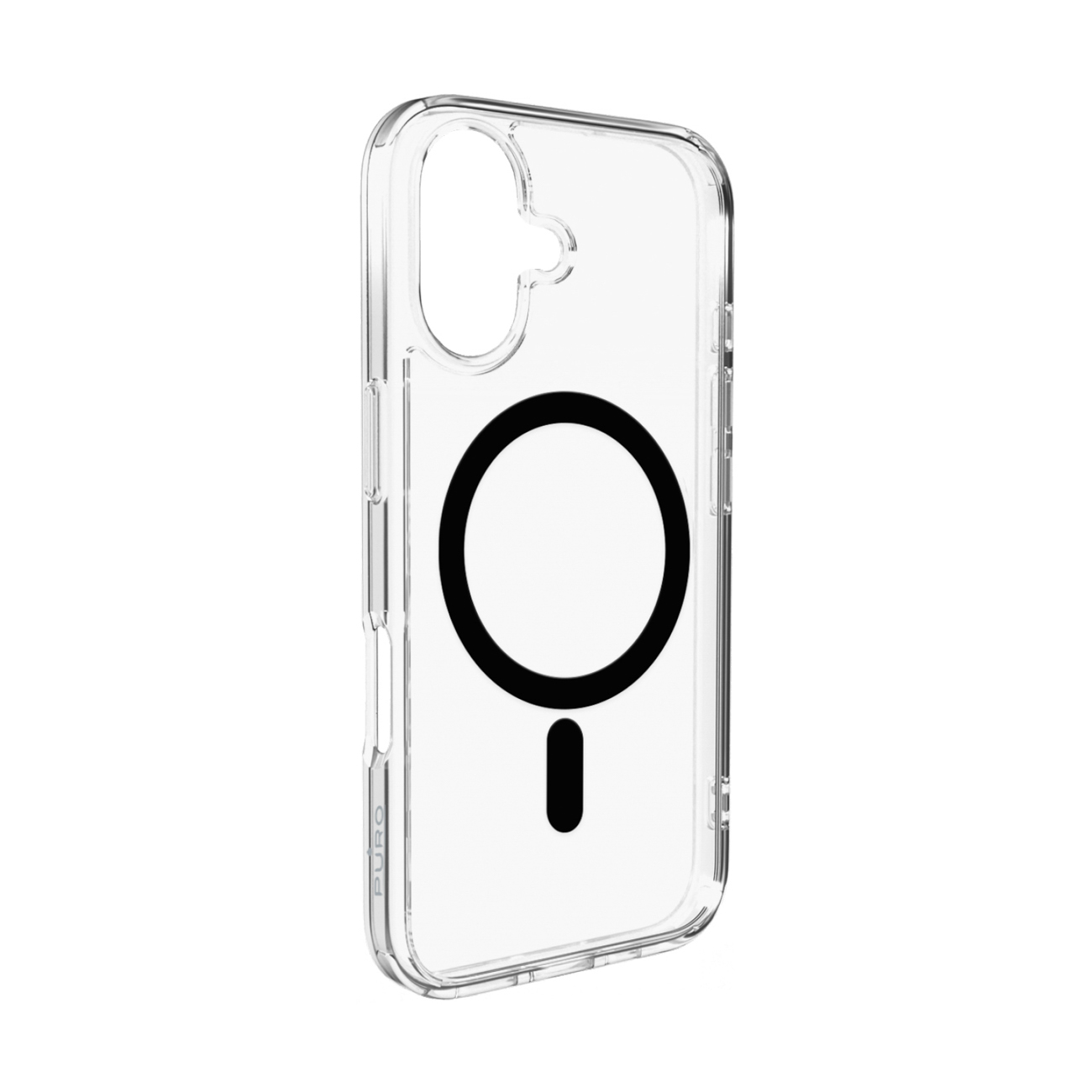 Чехол Puro Lite Mag TPU+PC совместимый с MagSafe для iPhone 17 - прозрачный с чёрным кольцом