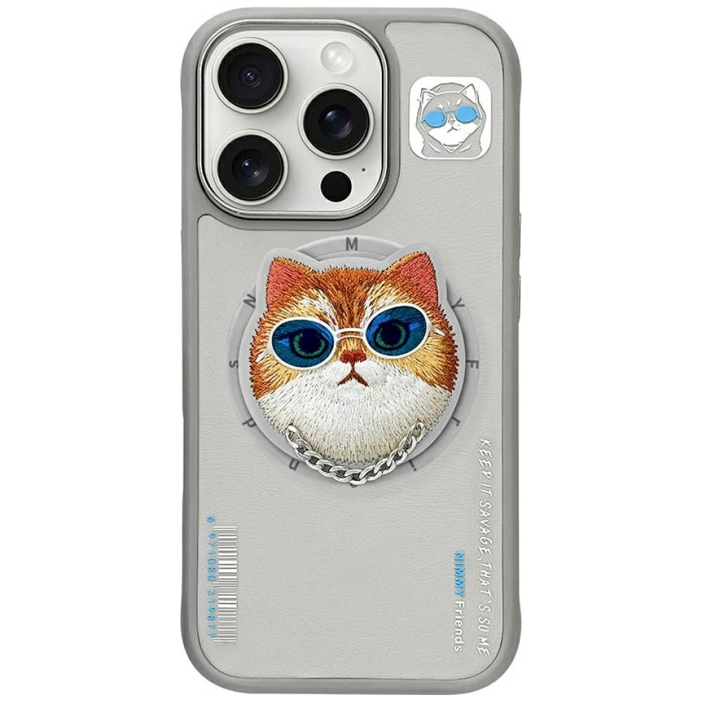 AmazingThing Nimmy Glasses Cool Cat MagSafe apvalks viedtālrunim iPhone 16 Pro Max – pelēks