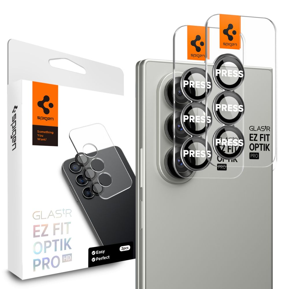 Spigen Optik Pro HD Glas.TR EZ Fit 2-gab. komplekts kameras aizsardzībai Samsung Galaxy Z Fold 7 - melns