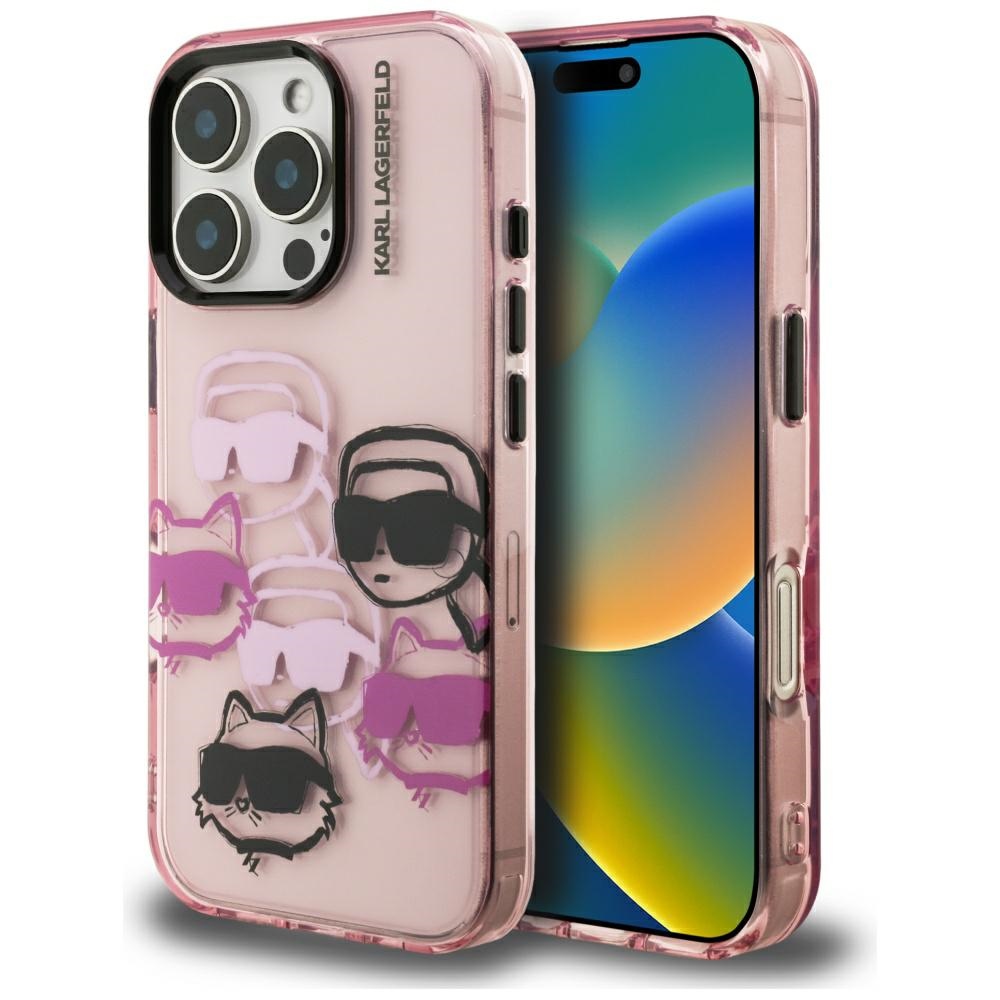 Karl Lagerfeld IML Multi K&C galvas raksts viedtālruņa apvalks iPhone 16 Pro Max - rozā