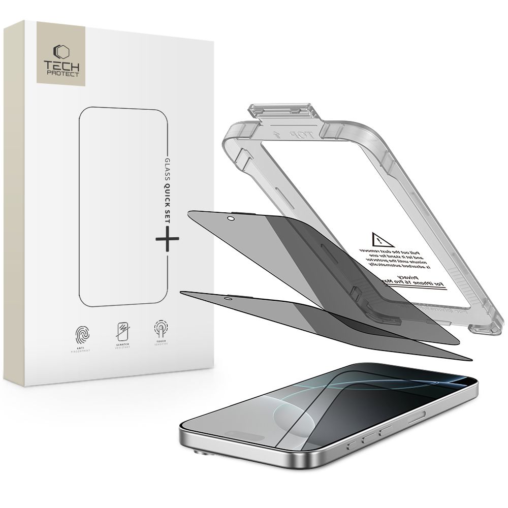 Tech-Protect Quick Set Spy+ Privacy стекло 2 шт. для iPhone 16 Pro