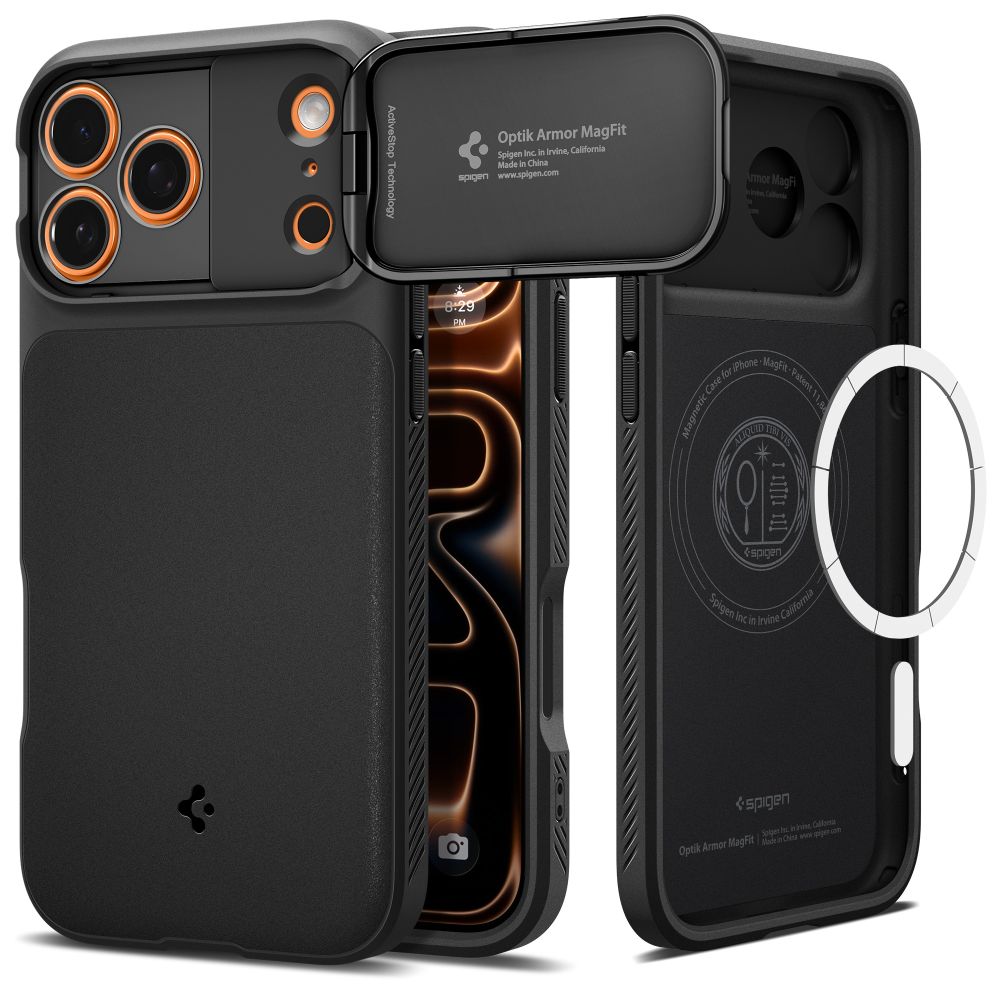 Spigen Optik Armor Magnētiskais viedtālruņa apvalks iPhone 17 Pro - melns