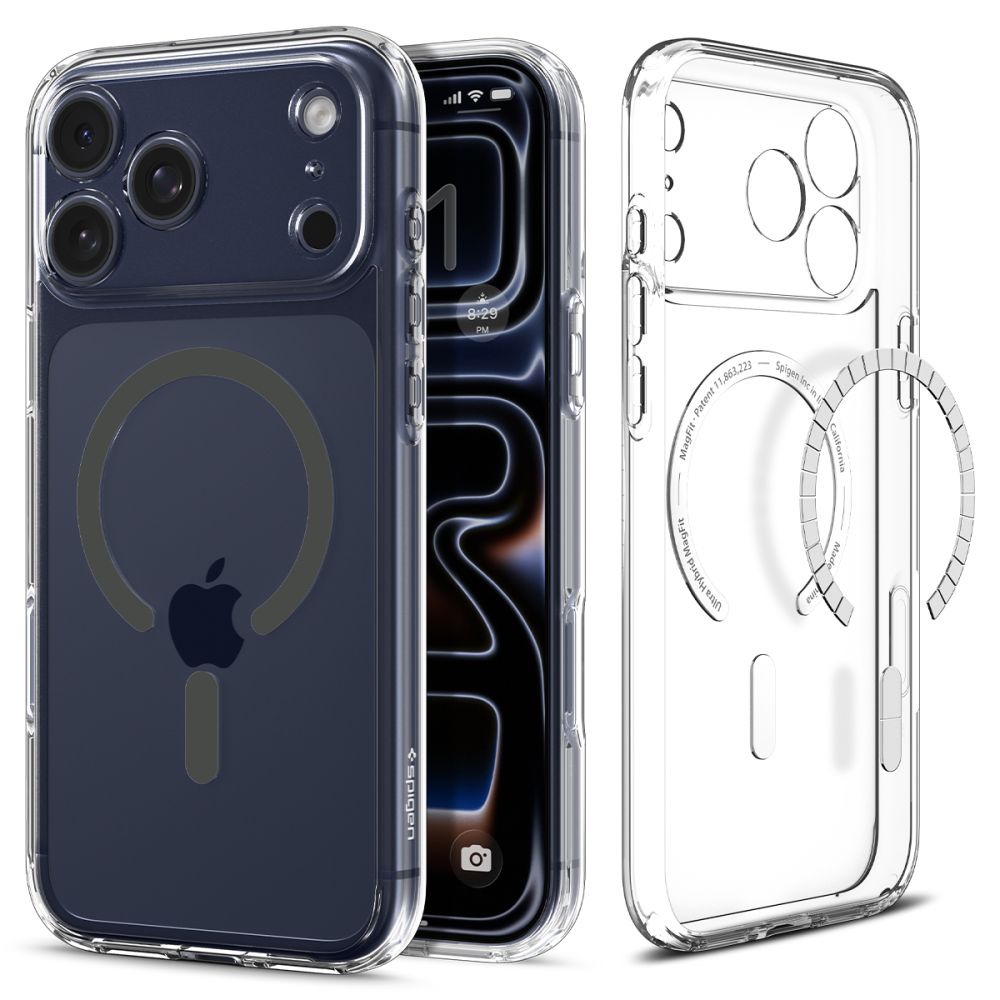 Spigen Ultra Hybrid Mag Чехол совместимый с MagSafe для iPhone 17 Pro Max прозрачный графит