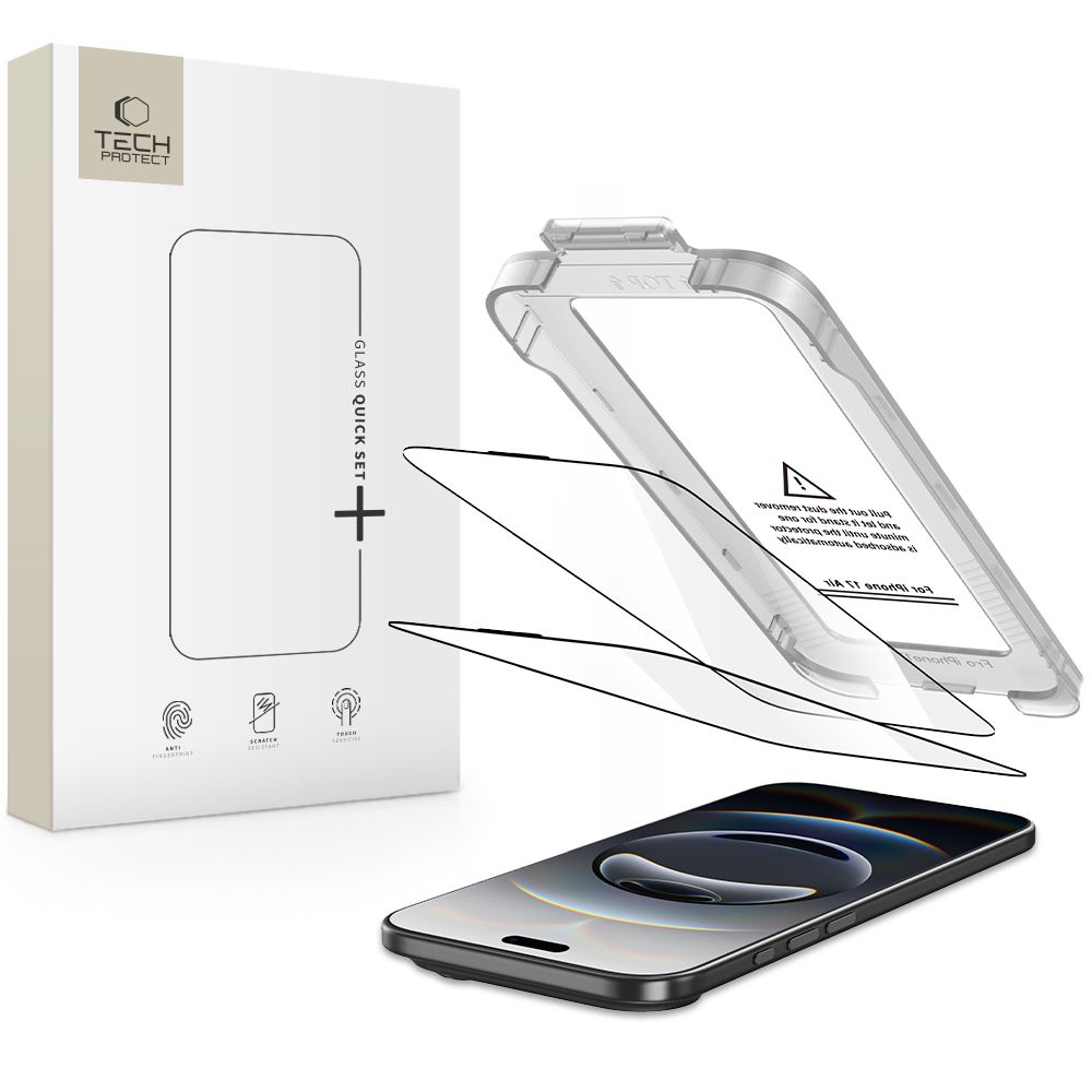 Tech-Protect Quick Set+ 2 шт. закалённое стекло для iPhone 17 Air - чёрный