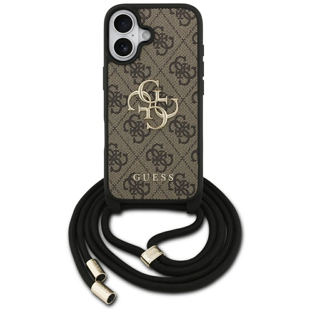 Oriģinālais apvalks GUESS 4G Liels logotips ar plecu jostu iPhone 17 brūns