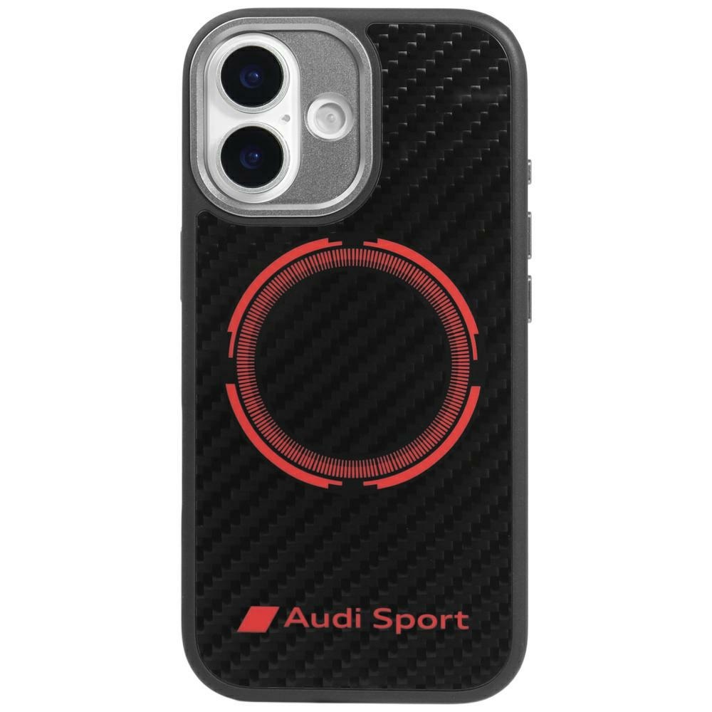 Audi RSQ Oglekļa šķiedras Sporta sarkanais aplis Magnētiskais viedtālruņa apvalks iPhone 17 - melns