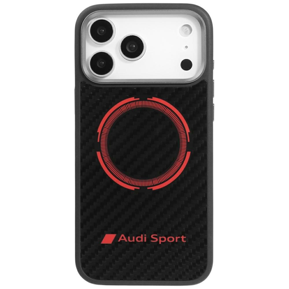 Audi RSQ Oglekļa šķiedras Sporta sarkanais aplis Magnētiskais viedtālruņa apvalks iPhone 17 Pro Max - melns