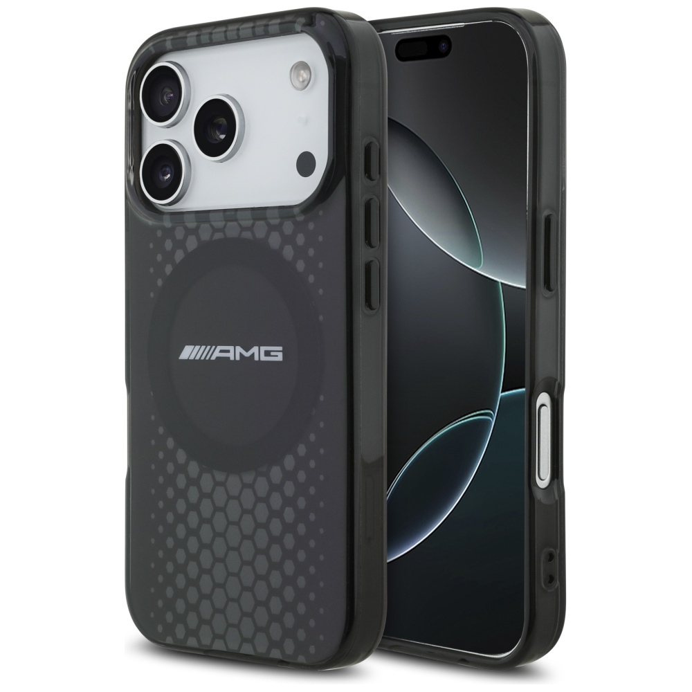 AMG Divslāņu caurspīdīgs grafikas magnētiskais viedtālruņa apvalks iPhone 17 Pro - melns