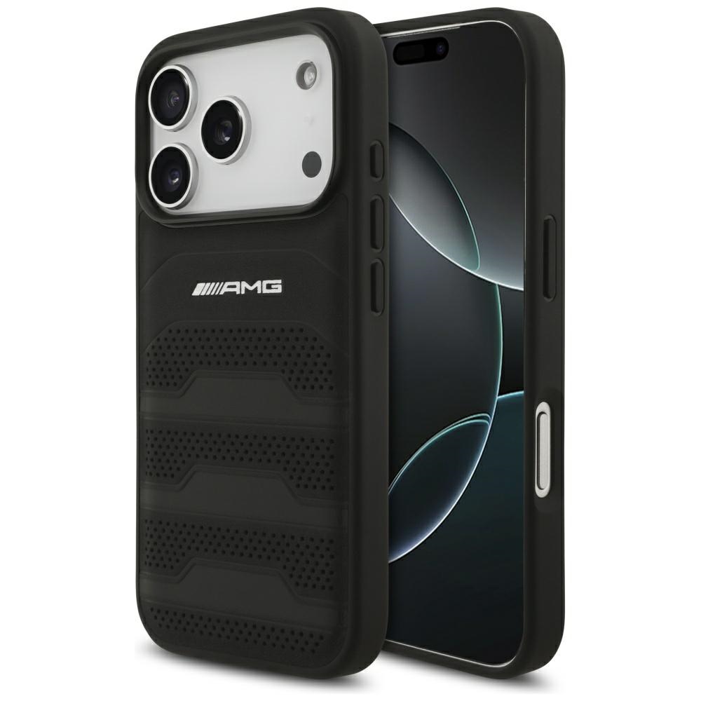 AMG Leather Debossed Lines Logo Чехол для iPhone 17 Pro - чёрный