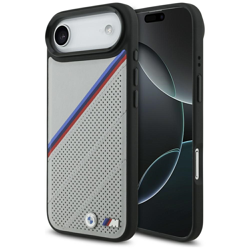BMW M trīskrāsu metāla logotipa magnētiskais viedtālruņa apvalks iPhone 17 Air - pelēks
