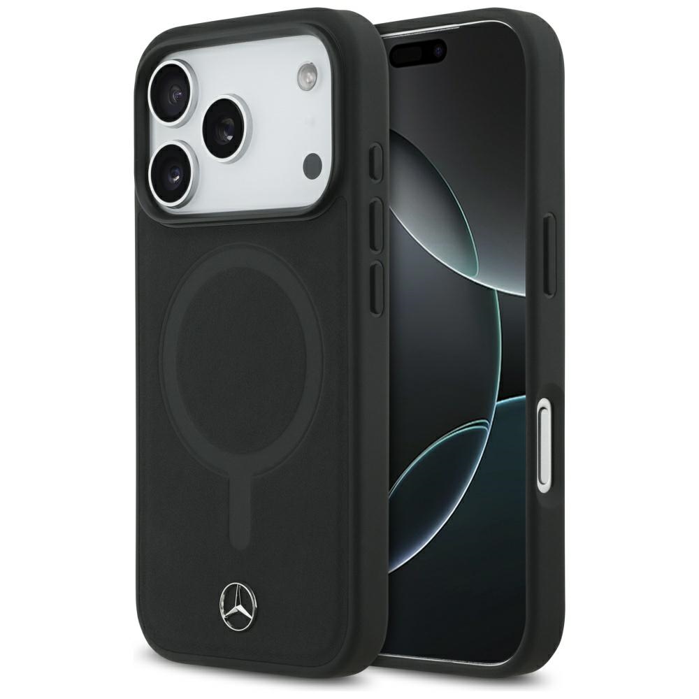 Mercedes Gludas Ādas Magnētiskais viedtālruņa apvalks iPhone 17 Pro - melns