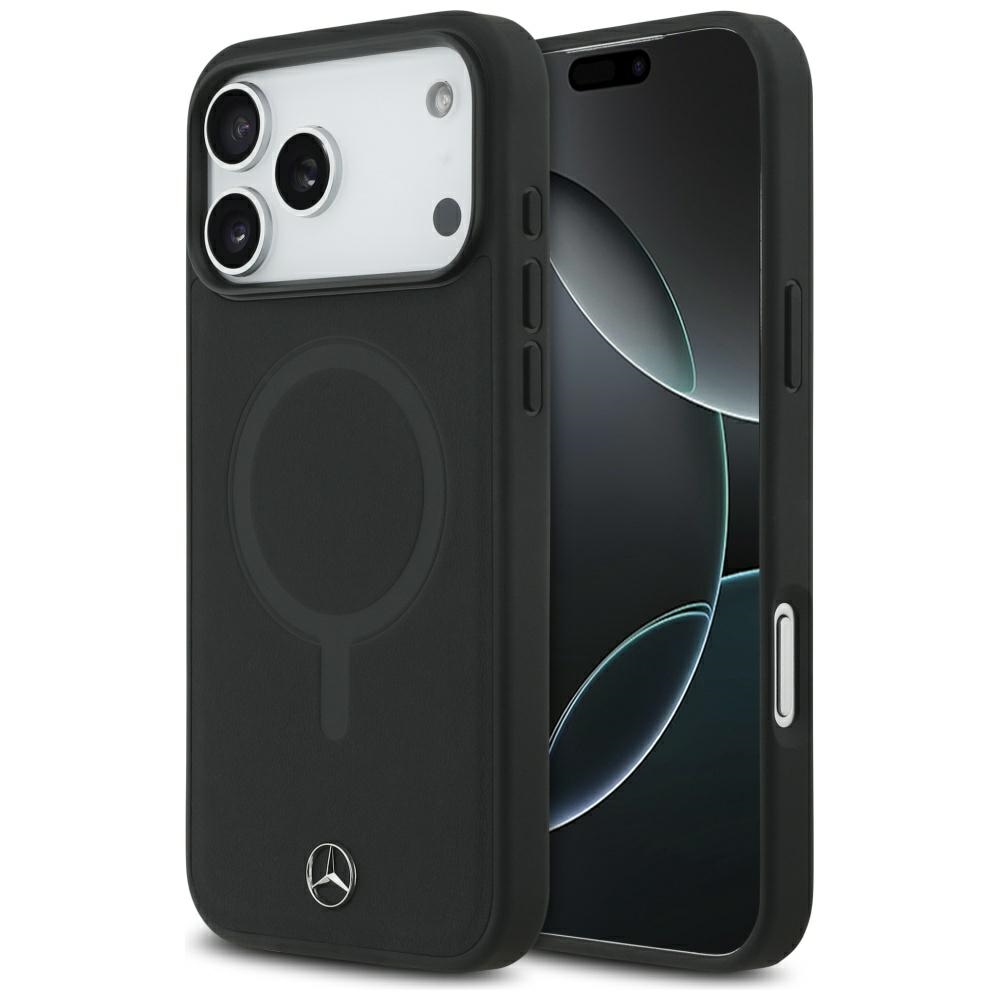 Mercedes Plain Smooth Leather MagSafe Чехол для iPhone 17 Pro Max - чёрный