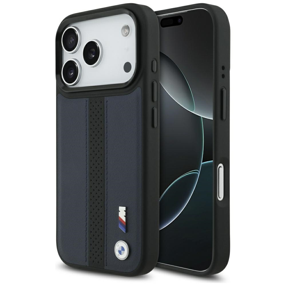 BMW M perforēts MagSafe futrālis ar svītru logotipu iPhone 17 Pro - Tumši zils