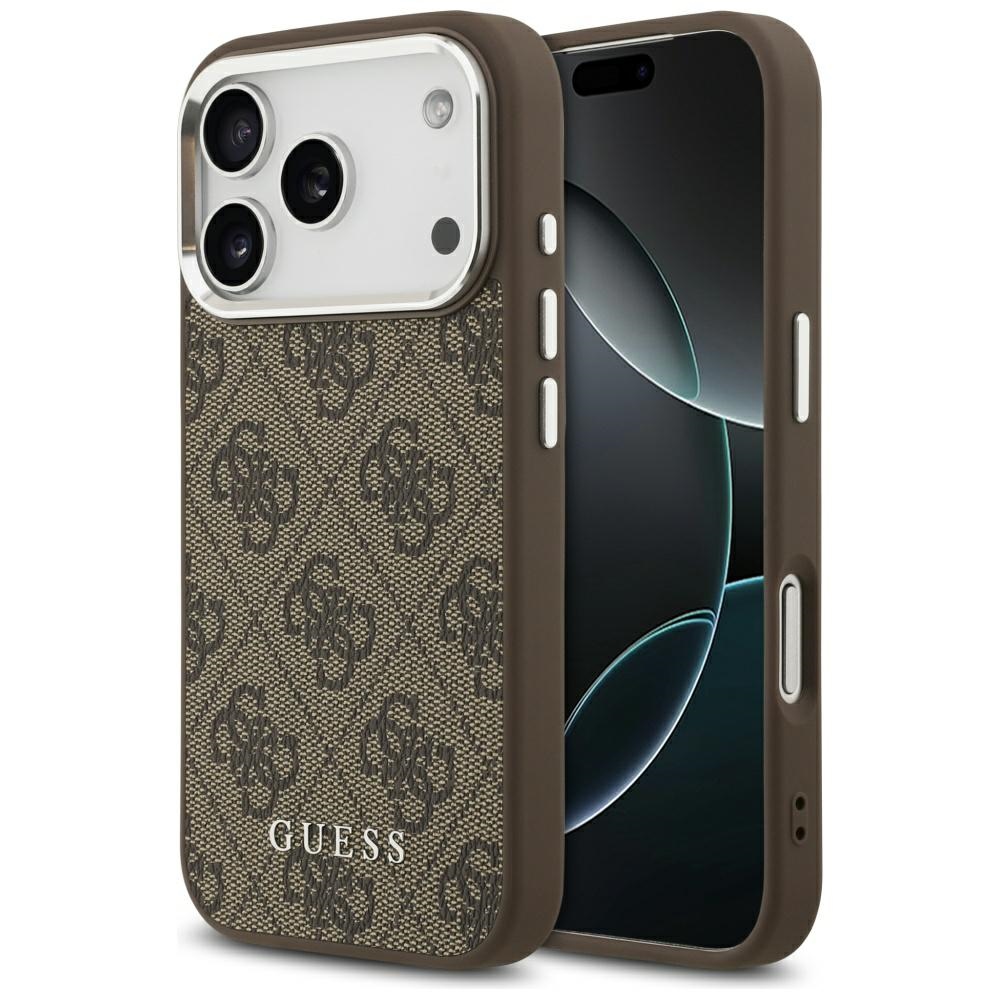 Guess 4G Classic Logo magnētiskais viedtālruņa apvalks iPhone 17 Pro - brūns
